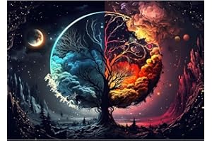 HEIBAGO 5D Arbre de Vie Diamond Painting, DIY Paysage Diamant Painting Kit Complet, Bricolage Peinture Diamant Arbre Cristal Painting pour Murale Décoration 30x40cm