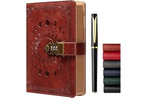 ZXHQ Journal intime avec serrure pour femmes hommes, journal secret pour filles, carnet d'écriture en cuir rechargeable, format A5 (8,5 × 5,9 pouces)