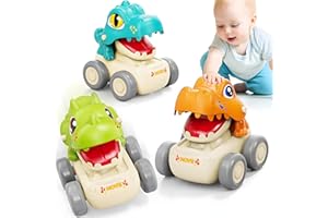 MOONTOY Coches de Juguetes para Niños 1 Años, 3 Piezas Press and Go Coches Juguete para Niños Pequeños de 1 2 3 Años, Animales Coche Juguete Bebe 1 año Gran Regalo de para Niños y Niñas 12 18 24 Meses