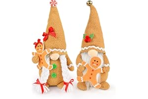 D-FantiX Świąteczny piernikowy skrzat pluszowy zestaw lalek, ręcznie robiony, wypchany, nordycki krasnal ozdobny, nordycki szwedzki krasnal Tomte, kolekcjonerska ozdoba lalki, laminowana taca ornament