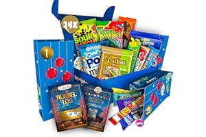 SWEETS AUS ALLER WELT Amerikanische Süßigkeiten Box mit 24 Teilen + gratis Adventskalender Tüten - Adventskalender Füllung mit Süßigkeiten & Snack aus aller Welt - American Candy Box (XL)