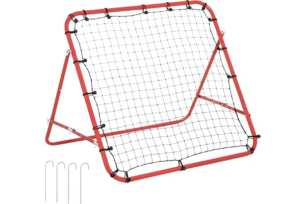 HOMCOM Filet de Rebond en métal avec Angle réglable et 20 Cordes élastiques Filet pour l'entraînement de Football, Tennis, Handball 96 x 80 x 96 cm