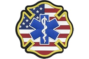 LEGEEON EMS EMT Fire Fighter Department USA American Flag Rescue Firemen Paramedic Medic Morale PVC Hook P