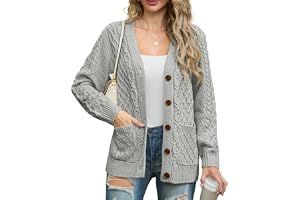 GRECERELLE Damkoftor stickad aran-kabel långärmad button-down överdimensionerad damtröja cardigan stickade kläder med fickor