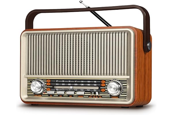 PRUNUS J-120 Poste Radio Vintage Retro, AM/FM/SW Radio Portable with 1800mAh Rechargeable Battery Or Mains Powered, Radio Bluetooth Supports USB/TF/AUX Function