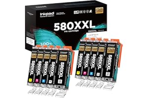 iNKPAD 580XXL 581XXL wkłady atramentowe do Canon 580, 581, Multipack, kompatybilne z Canon Pixma TS6150, TS705, TR7550, TS8150, TS8250, TS8251, TR8500, TR8550 (4 czarne, 2 cyjan, 2 magenta, 2 żółte,