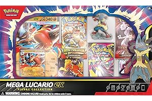 Pokémon TCG: Mega Lucario ex Figure Collection (1 Etched Foil Promo Card, 1 Oversize Promo Card, 5 Booster Packs & 1 Mega Lucario Figure)