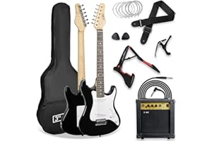 3rd Avenue XF Kit Definitivo Per Chitarra Elettrica 3/4 Con Amplificatore Da 10 W, Sintonizzatore Digitale, Cavo, Supporto, Custodia Morbida, Tracolla, Corde Di Ricambio, Plettri, Capotasto – Nero