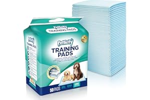 PETLICITY Pack of 50 Puppy Dog Toilet Training Pads - Highly Absorbent Mats to protect your Floor, Carpets and Furniture (Large 60cm x 90cm)