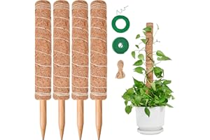 4 Stück 40CM Moosstab Monstera, SproutMaven Verlängerba Monstera Rankhilfe für Pflanzen, Kokos Pflanzenstab Monstera Moss Pole für Garten Kletterpflanzen Zimmerpflanzen