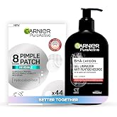 Garnier Pure Active Pimple Patches x 44 + Garnier Skin Active, Pure Active Cleansing Gel Anti Blackhead