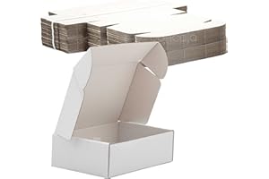 EPIEZA Pack Cajas 22.5x15x7 cms | Cartón Blanco con Brillo | Ecommerce, paquetería, embalaje, envases, packaging, regalos, envío postal (Pack 50)