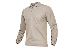 TACVASEN Herren Poloshirt Langarm Golf Tshirts Tactical Shirt Leicht Atmungsaktiv Freizeitshirts mit Brillenhalter