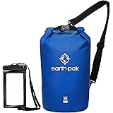 Earth Pak Dry Bag – wasserdichter Packsack mit Schultergurt und wasserfester Handyhülle – ideale Rolltop Tasche beim Kajak Fa