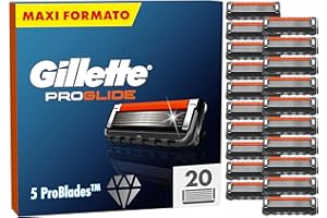 Gillette Fusion 5 ProGlide, 20 Lamette Fusion 5 ProGlide Di Ricambio per Rasoio Barba Uomo Con Nuova Lubrificazione EverGlide Per Una Profondità E Comfort Incredibili, Lama Barba Uomo