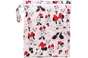 Bumkins Borse bagnate impermeabili per bambini, Disney Minnie Mouse, viaggi, costume da bagno, pannolini di stoffa, parti della pompa, abbigliamento da palestra, articoli da toeletta, cinturino a passeggino, borsa riutilizzabile con cerniera