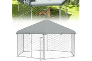 UISEBRT Hundezwinger Hundehütte Outdoor Hundehaus 280x250x165 cm UV- & Wasserdicht Hundekäfig mit Dach aus 420D Oxford-Gewebe Welpenlaufstall Verschließbares Riegelsystem und Sicheres Design