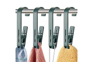 WEKIWGOT 4 ganchos de lavandería con pinzas, perchas para calcetines, botas, sujetadores, toallas, lápices de plástico fuertes para baño, armario, cocina, oficina (verde)