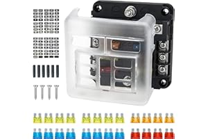 Ancable - Scatola portafusibili, 6 vie, 12 V/24 V, con indicatore LED, 6 uscite, con bus negativo, per barche, auto, camion, SUV, camper, furgoni e uso nautico da 12 V
