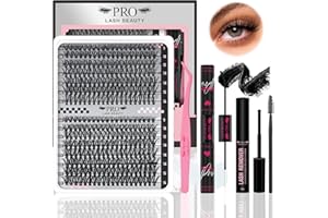 PRO LASHBEAUTY Kit Extension Cils 300 Pcs Faux Cils Individuel Extension Cils Kit with Lash Bond and Seal Remover Cils Eyelash Brush Applicateur DIY At Home (30D+40D, D-9-16mix Kit)