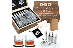 EXREIZST Whiskey gift sets for Dad Men Birthday Gift Ideas from Daughter Son - Stainless Steel Whisky gift set and Whiskey Glasses Set - Gifts for men