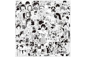 TACOMEXI Anime mieszanka czarno-białych naklejek, zestaw naklejek winylowych, 100 sztuk, naklejki anime na butelki z wodą, laptop, deskorolkę, notebook, prezent dla dorosłych, dzieci, nastolatków