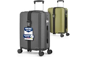 EXPLOORE Handgepäck Koffer 55x40x20cm Trolley, Leichter Robuster Hartschalenkoffer aus ABS-Material mit TSA-Schloss, Reisekoffer mit Rollen, ideal als Koffer handgepäck, Schwarz