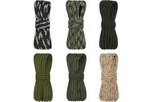 Jiujuda9 6-Pack Multicolor Nylon Paracord Cordage | 32.8ft/10m Per Roll | 7-Strand Heavy-Duty Design for Outdoor Camping, Pet Accessories & DIY Crafts | 550lb Capacity
