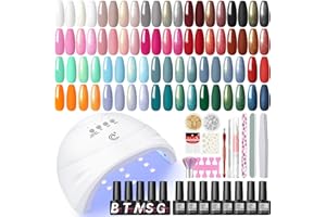 COSCELIA 25Pcs Uñas Semipermanentes Kit Completo con Lámpara UV - Esmalte de Uñas de Gel Set - Negro Blanco Rojo Verde Gris - con Base Top Coat - Esmalte de Uñas de Gel Nail Studio Set