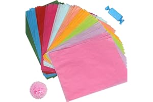 funvce Seidenpapier, 100 Blatt A4, 10 Farben, Bastelpapier zum Basteln von Pompons, Papierblumen, Tischdekoration, verpackt in Geschenktüten
