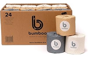 Bumboo Bamboo Toilet Roll 24 Pack | Wrapped Toilet Paper 3 ply, 300 Sheets | Eco Friendly Toilet Paper | Plastic-Free, Soft, Strong, Sustainable & Biodegradable Toilet Tissue