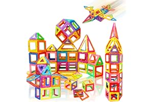 woollywink Construction Magnétique Enfant, Set de Jouets Magnétiques pour Enfants 3 Ans+, Jeux de Construction Aimants Puzzle 3D pour Entraînement Cérébral Cadeau pour Fille Garçon (74pcs)