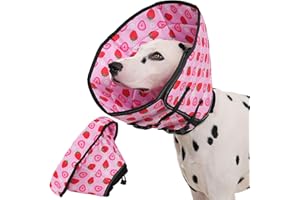 Avont Soft Dog Cone After Surgery, Buster Collars for Dogs, Pet Elizabethan Recovery Neck Collar, Head Cone Prevent Licking -Strawberry(M)