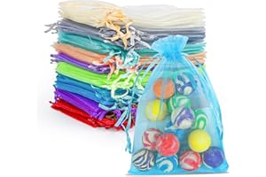 Banaone Bolsa de Organza, 100 Piezas 10x15cm Multicolor Bolsitas de Tela para Regalos Bolsas, Bolsitas con Cordón para Envoltura de Joyas, Regalo para Boda Favores y Dulces