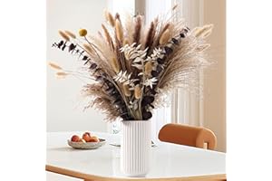 TPUDN 89 PCS Bouquet di Pampas Grass Essiccato, Decorazione Boho per Matrimoni, Tavoli e Casa | Erba della Pampa Bianca e Marrone | Bunny Tails, Fiori Secchi per Eventi Rustici e Arredamento Estiv