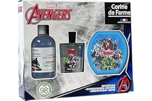 Corine de Farme - Set de Regalo para Niño Los Vengadores - Colonia 50ml, Gel de Ducha y Baño 3-en-1 300ml y Fiambrera Infantil - Aroma Afrutado Manzana