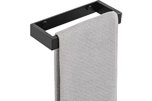 SAYAYO Hand Towel Holder Wall Mounted Black Towel Rail Self Adhesive & Screw Bathroom Towel Ring 20CM SUS304 Stainless Steel