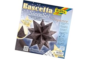 folia 215/1010 - Bastelset Bascetta Stern Elegance, Pearls anthrazit, 32 Blatt, 9,5 x 9,5 cm, fertige Größe des Papiersterns ca. 15 cm, mit ausführlicher Anleitung - ideal zur zeitlosen Dekoration