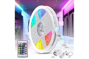 B.K.Licht LED rgb, 5m, Strisce LED, telecomando, colorata, accorciabile, adesiva, luci led camera da letto, Striscia LED 5 metri, LED Striscia, led tv retroilluminazione intelligente, led camera