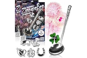com-four® Zinngießen mit 10 schweren Figuren und 2 Löffel, Silvestergießen das Wahrsagerei-Partyspiel die gesunde Alternative zum Bleigießen - Big Pack (Komfort - 3g - 12-teilig)