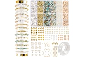 EUES 6mm Natürliche Amazonit Perlen Für Armbänder, Edelstein Perlen Set Perlen Armbänder Selber Machen,Glasperlen Set Mit Zum Auffädeln Für Ketten Ringe Handykette Schmuckherstellung Kit