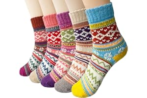Justay 5 Paare Wollsocken Warme Socken Damen, Bunt Dicke Thermosocken Winter Stricksocken für Frauen
