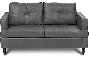‎MILLIARD Milliard Sofa Couch, Modern 2 Sitzer mit Armlehne, Sofa für Wohnzimmer, Schlafzimmer, Gästezimmer oder Büro - Grau Neutral Weich und Gemütliches Design