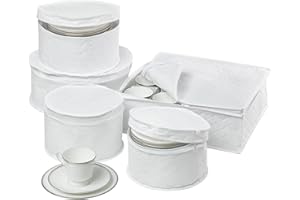 Honey-Can-Do SFT-01630 Dinnerware Storage Set, Fabric, White, 5-Piece