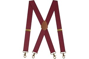 Kaket Men Braces with 4 Hook-Clips, Vintage Braces for Men Heavy Duty, X Shape Braces for Trousers Adjustable Elastic