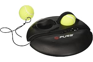 Pure2Improve P2I100180 Accessoire d'entrainement de Tennis Mixte Adulte, Noir, Elastische Schnur BIS zu 15m, INKL. 2 Tennisbälle