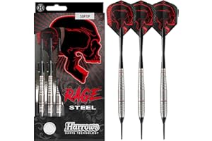 Harrows Dardos Estilo tungsteno Rage | Juego de Dardos de Punta Blanda con Estuche de Transporte | 18g y 20g | Incluye Varillas Speedline y Plumas Rage de 100 micras.