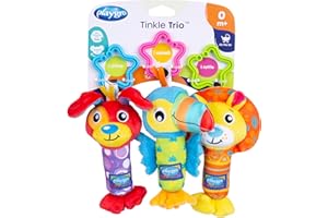 Playgro Tinkle Trio on the Go, With squeaking, rattling and tinkling Noises, From 0 Months, Multicoloured, 40193