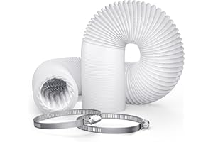 Adair 4inch x 10ft (3M) Air Conditioning Hose Ducting Tumble Dryer Vent Hose 100mm White Duct, Wide Long Flexible Aluminium PVC Air, Includes Clamps, Bathroom Extractor Fan (3 Metre)