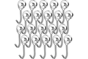 swihorab Crochets magnétiques extra forts, 20 pièces, crochets magnétiques en néodyme de 16 mm, capacité de 10kg, crochet magnétique rotatif, crochet en métal antirouille pour cuisine